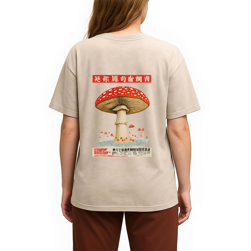 Tokyocanvas Psychedelic Mushroom Japanese Back Washed T-Shirt