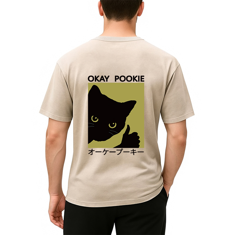 Tokyocanvas Okay Pookie Cat Back Washed T-Shirt