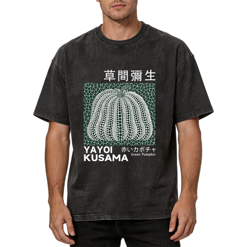 Tokyocanvas Art Green Pumpkin Vintage Washed T-Shirt