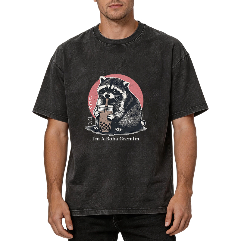 Tokyocanvas Jimothy Raccoon Boba Washed T-Shirt