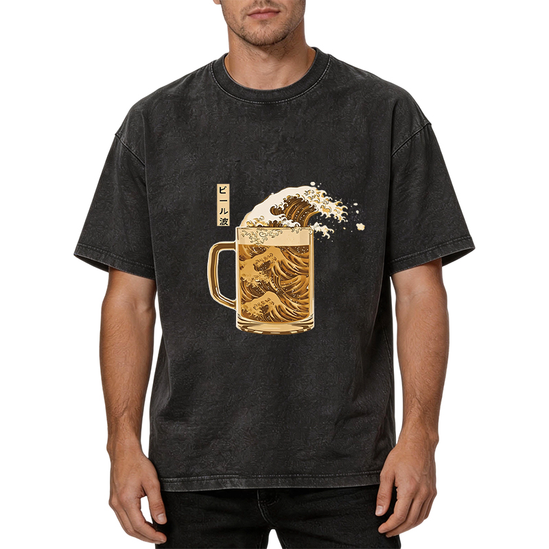 Tokyocanvas Japanese Wave Beer Washed T-Shirt