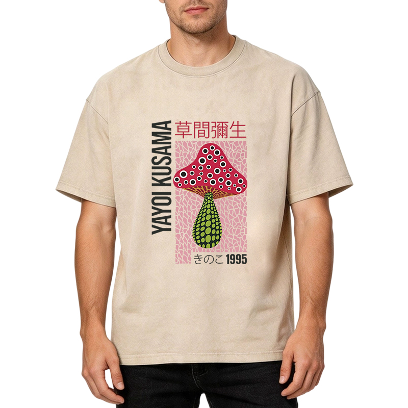 Tokyocanvas Pink Mushroom Washed T-Shirt