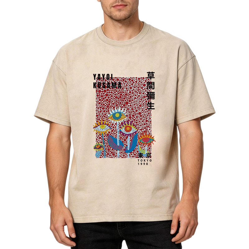 Tokyocanvas Dotted Eyes Washed T-Shirt