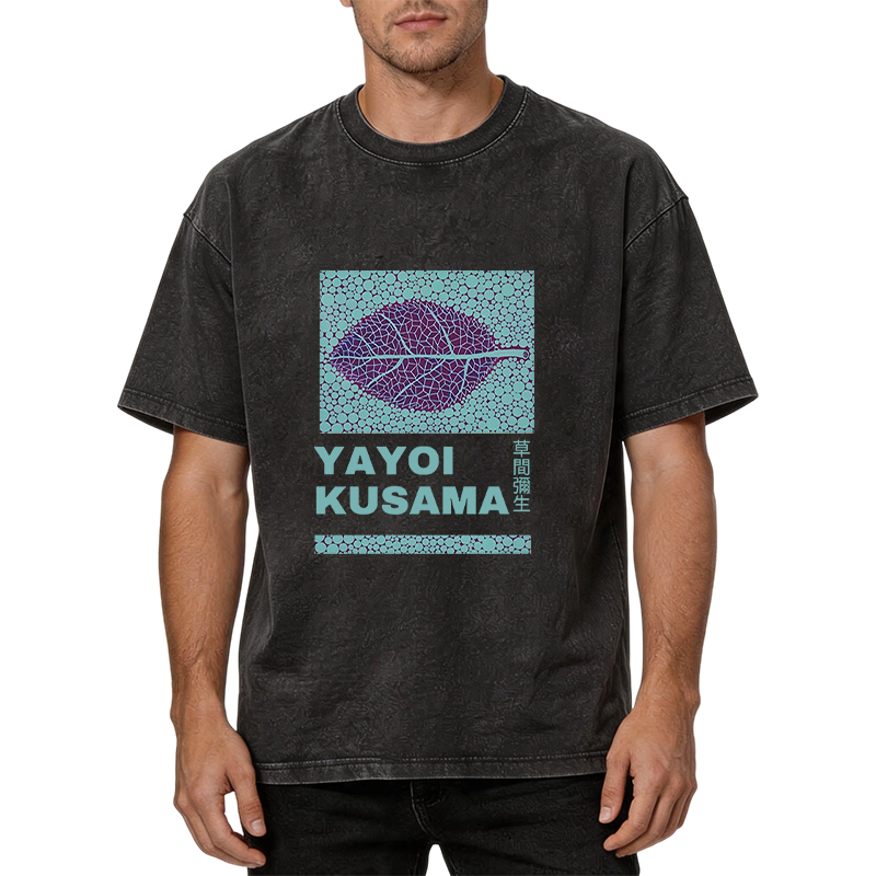 Tokyocanvas Purple Leafe Washed T-Shirt