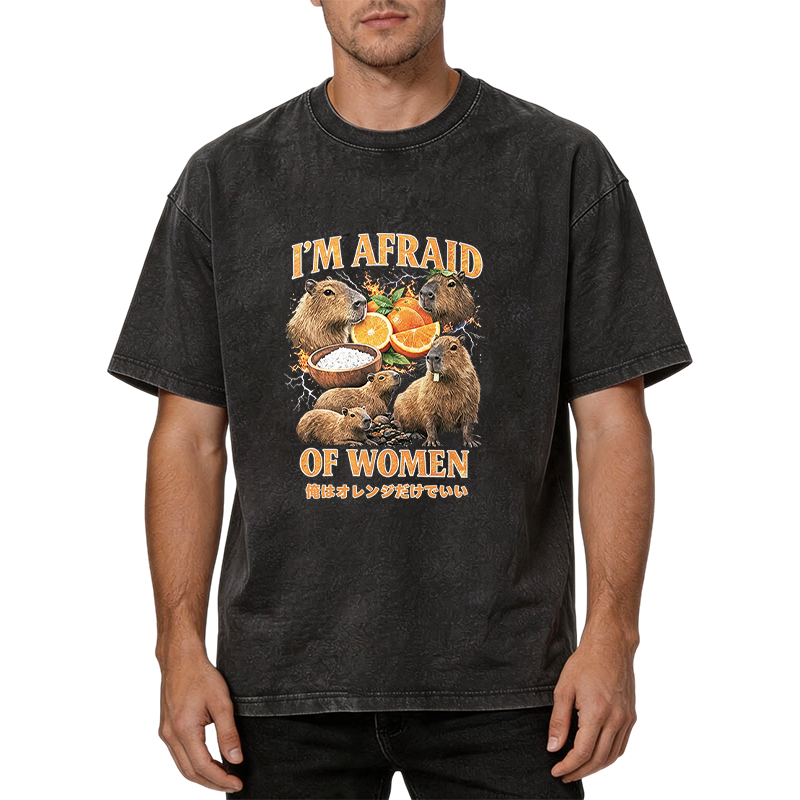 Tokyocanvas Capybara Oranges Graphic Washed T-Shirt