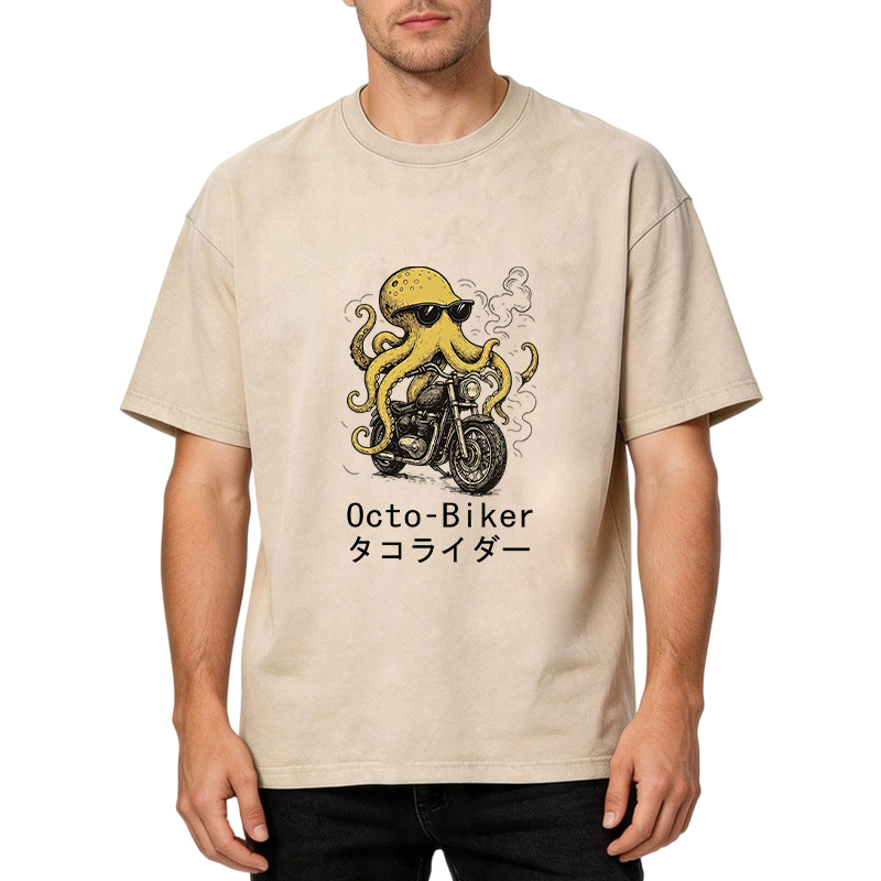 Tokyocanvas Octopus Motorcycle Washed T-Shirt