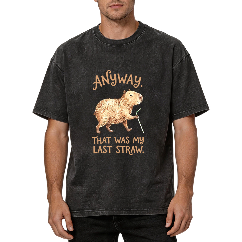 Tokyocanvas Funny Capybara Anyway that was My Last Straw Washed T-Shirt