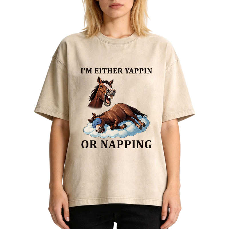 Tokyocanvas Im Either Yappin or Napping  Washed T-Shirt