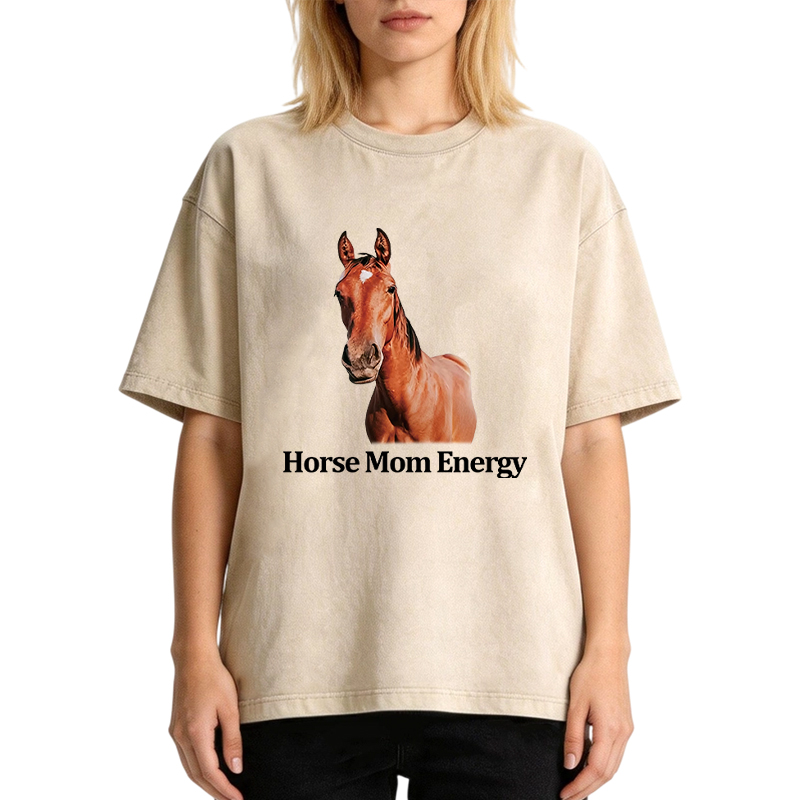 Tokyocanvas Horse Mom Energy Washed T-Shirt
