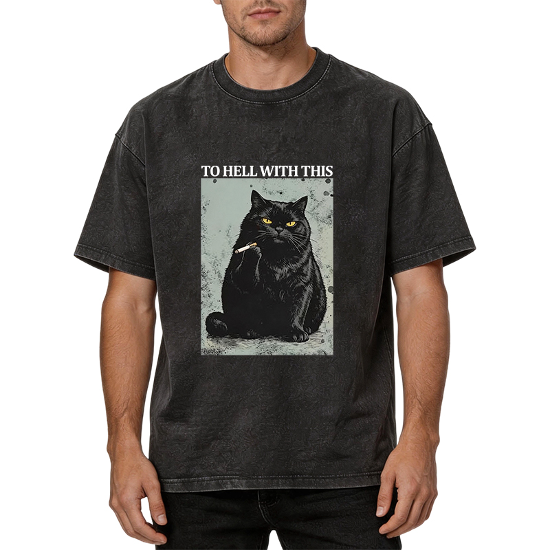 Tokyocanvas Fuck This Shit Black Cat Washed T-Shirt