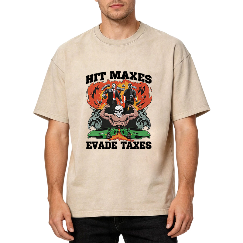 Tokyocanvas Hit Maxes Evade Taxes Meme Gym Washed T-Shirt