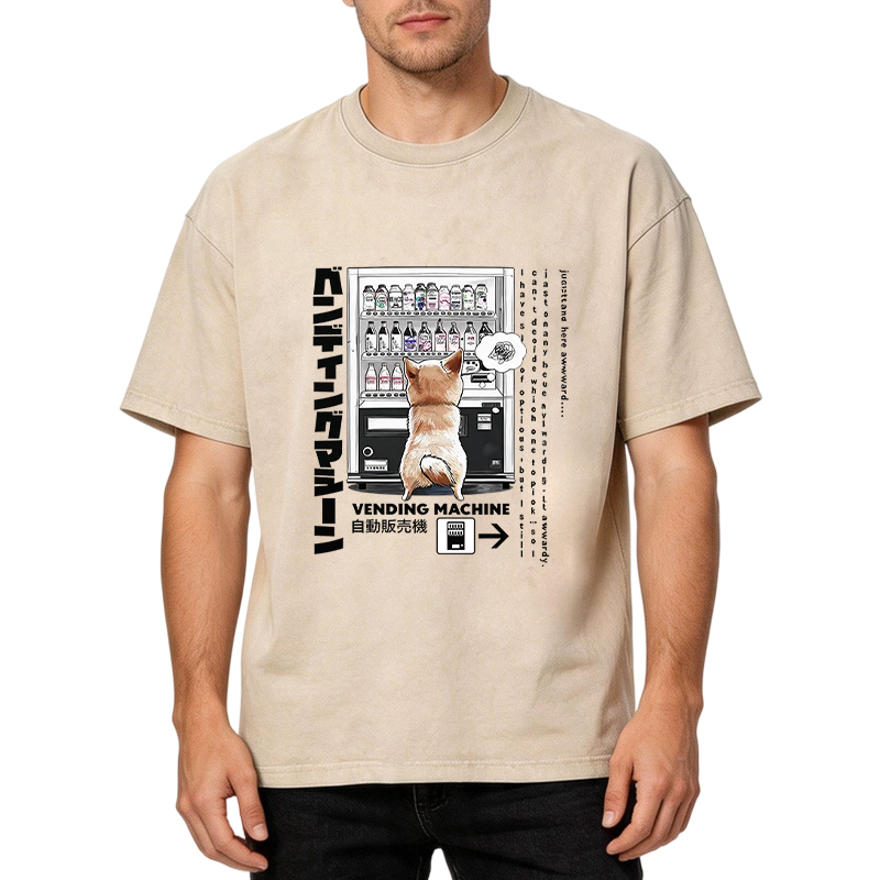 Tokyocanvas Shiba Inu Vending Machine Meme Graphic Washed T-Shirt