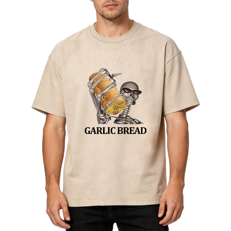 Tokyocanvas Garlic Bread Skeleton Washed T-Shirt