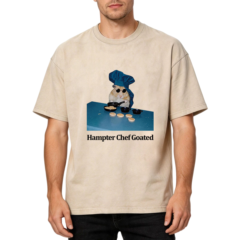 Tokyocanvas Funny Hamster Chef Washed T-Shirt