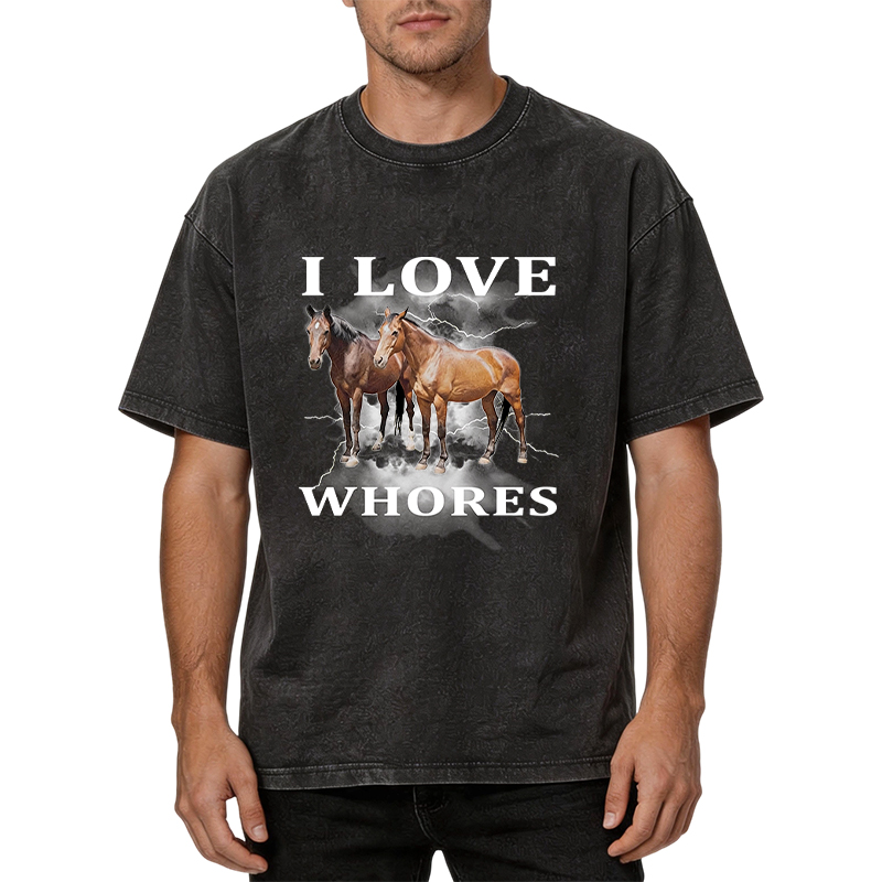 Tokyocanvas Cringe Horse Meme Washed T-Shirt
