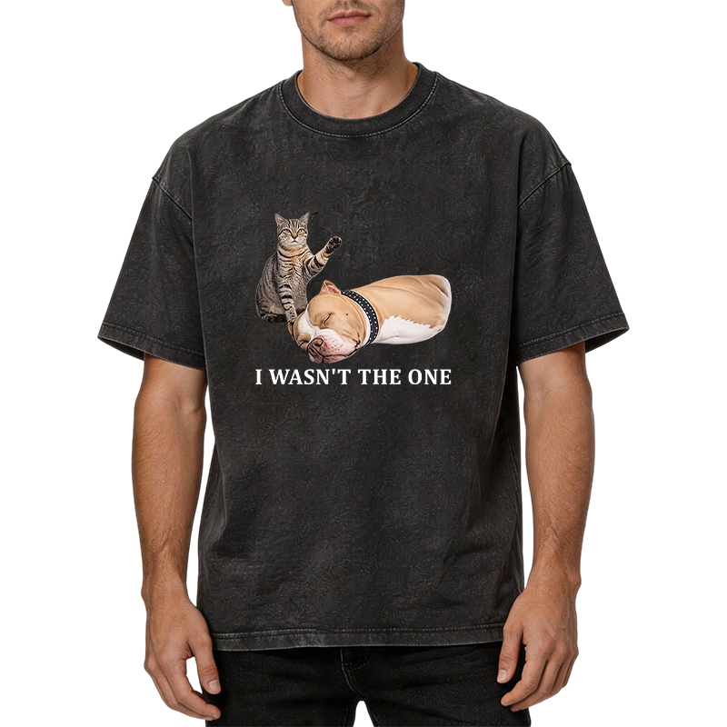 Tokyocanvas Funny Cat And Dog Washed T-Shirt