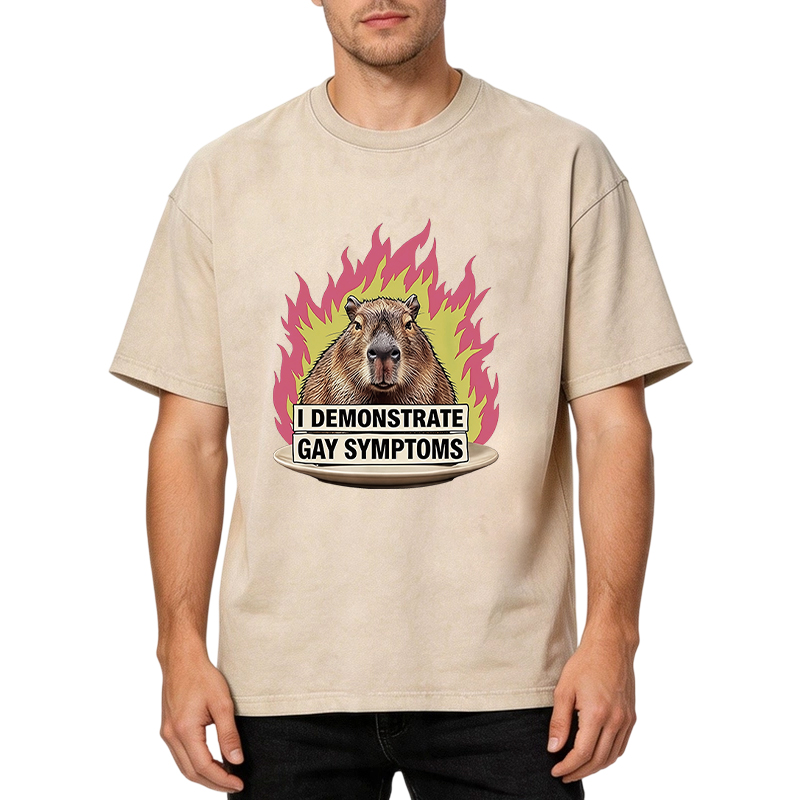 Tokyocanvas I Demonstrate Gay Symptoms Funny Washed T-Shirt