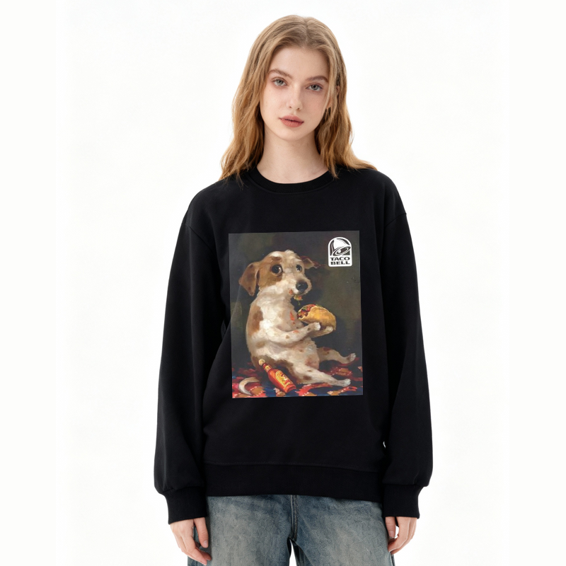 Tokyocanvas Dog Chill With Taco Bell Vintage Classic Sweatshirt