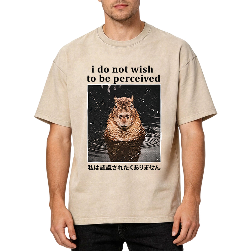 Tokyocanvas I Do Not Wish to Be Perceived Capybara Washed T-Shirt