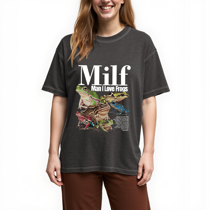 Tokyocanvas Man I Love Frogs Meme Gradient Washed T-Shirt