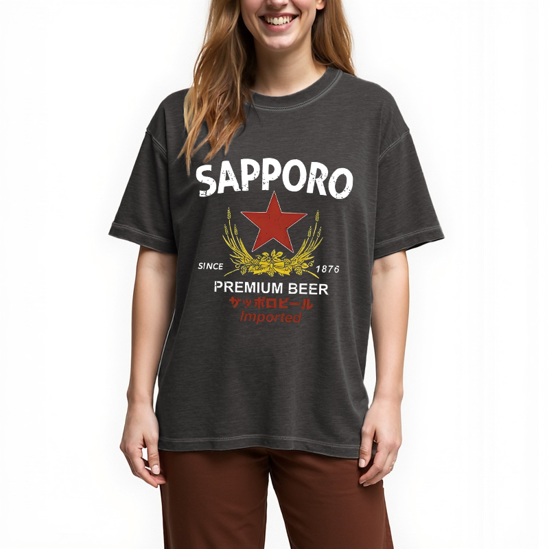 Tokyocanvas Sapporo Beer Essential Gradient Washed T-Shirt
