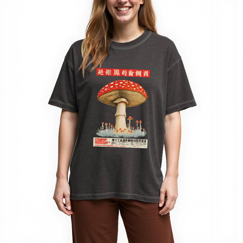 Tokyocanvas Psychedelic Mushroom Japanese Gradient Washed T-Shirt