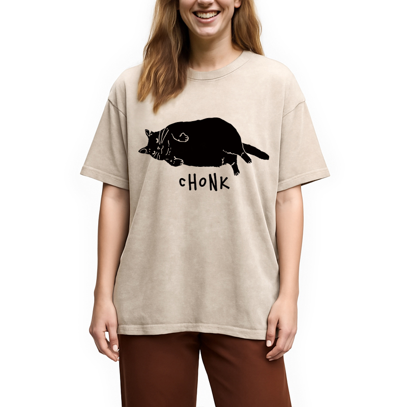 Tokyocanvas Chonk Cat Washed T-Shirt