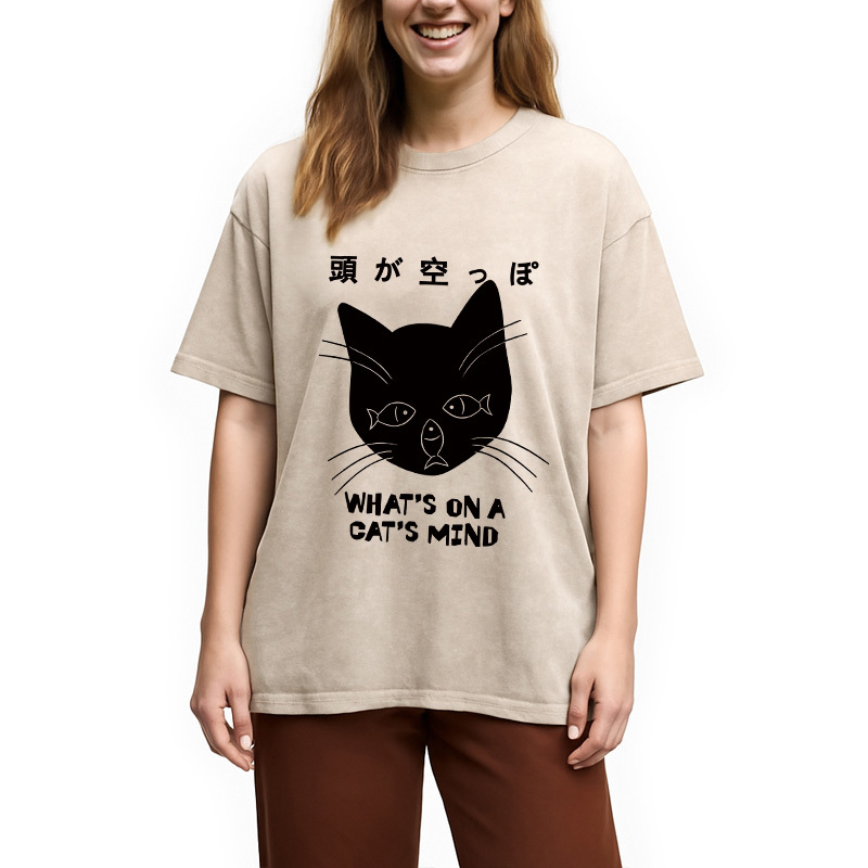 Tokyocanvas Silly Cat Funny Washed T-Shirt