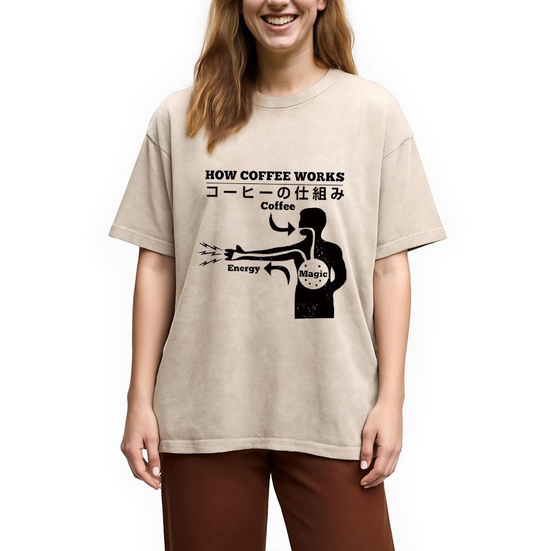 Tokyocanvas How Coffee Works Washed T-Shirt