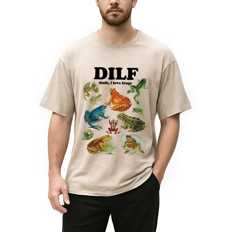 Tokyocanvas Dude I Love Frog Washed T-Shirt