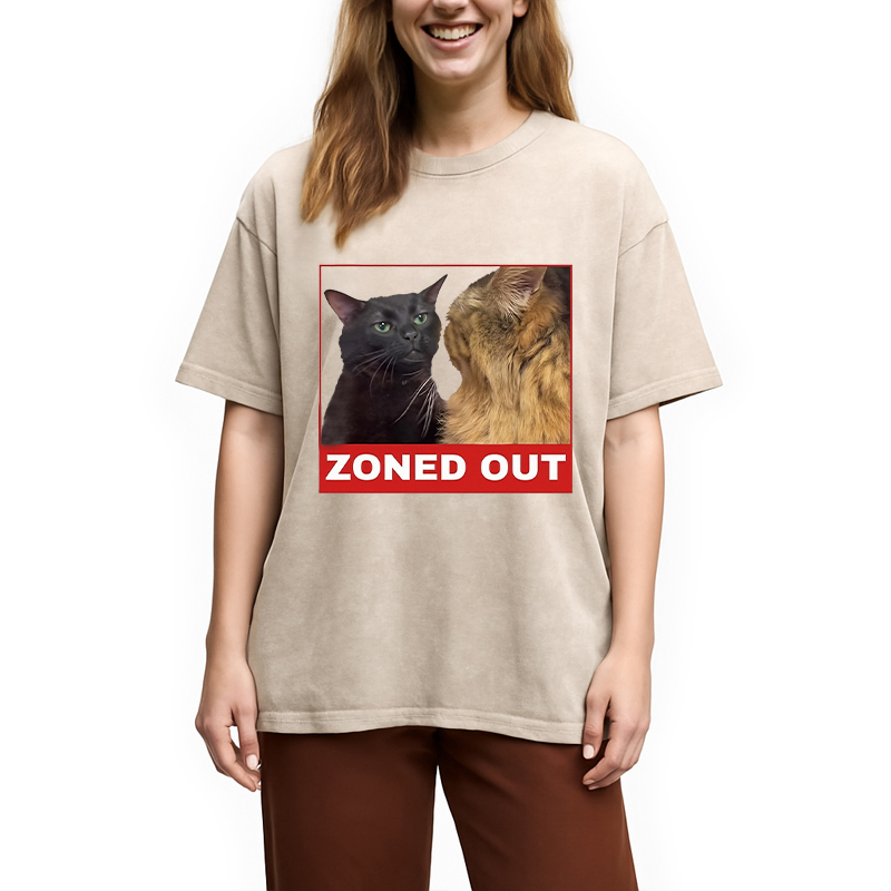 Tokyocanvas Funny Cat Zoning Meme Washed T-Shirt
