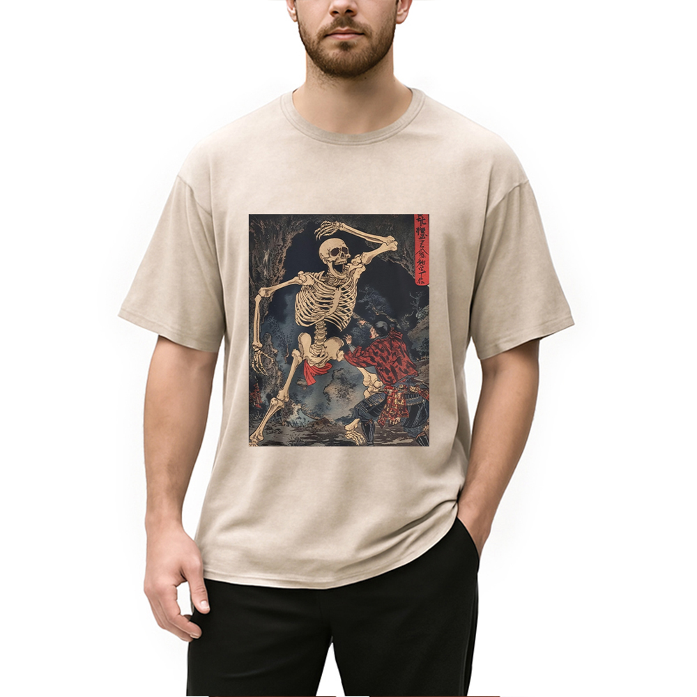 Tokyocanvas Japanese Horror Skeleton Washed T-Shirt