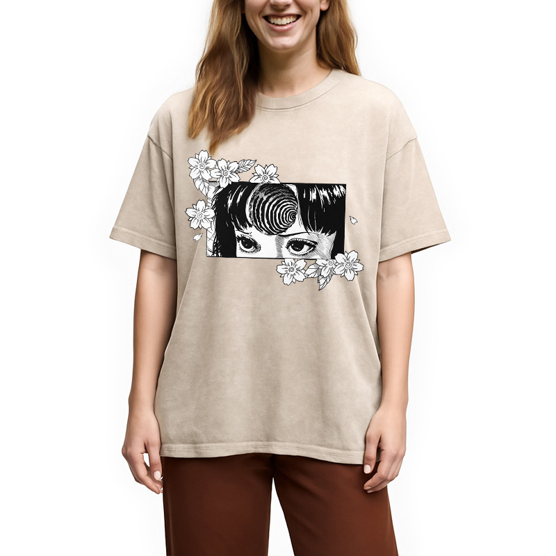 Tokyocanvas Tomie and Flowers Washed T-Shirt