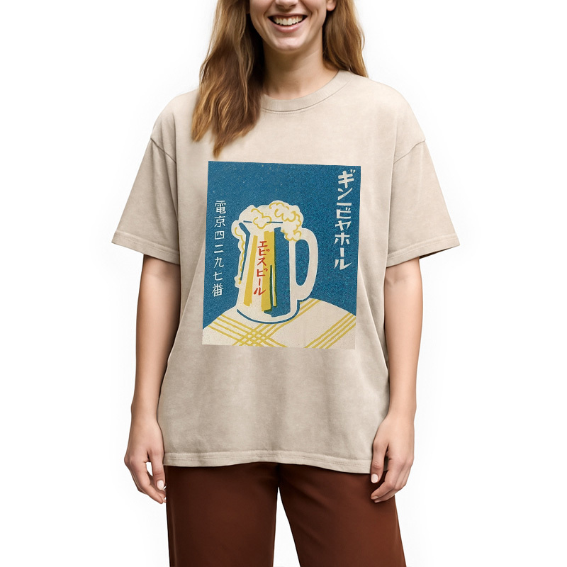Tokyocanvas Japanese Vintage Beer Mug Washed T-Shirt