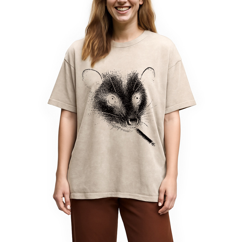 Tokyocanvas Smoking Possum Meme Washed T-Shirt
