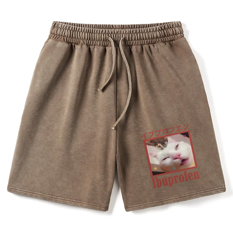 Tokyocanvas Ibuprofen Meme Cat Washed Short