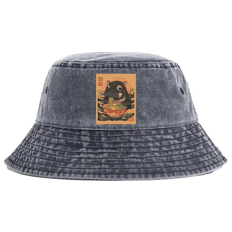 Tokyocanvas Moo Deng Eat Ramen Washed Bucket Hat
