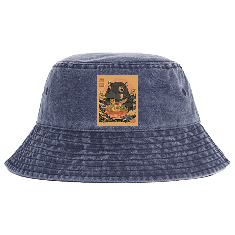 Tokyocanvas Moo Deng Eat Ramen Washed Bucket Hat