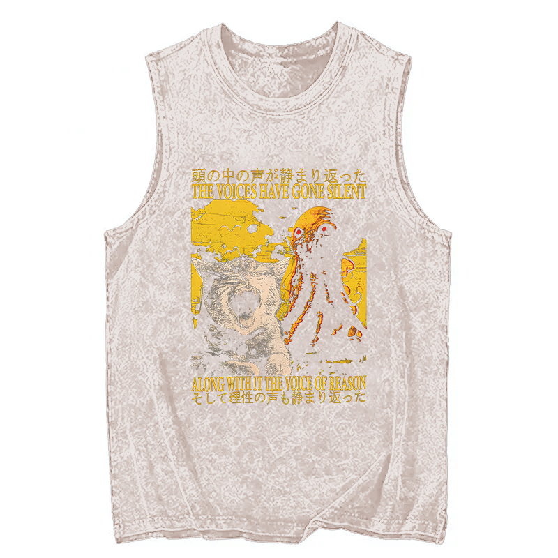 Tokyocanvas The Voices Have Gone Silent Cat Funny Washed Tank