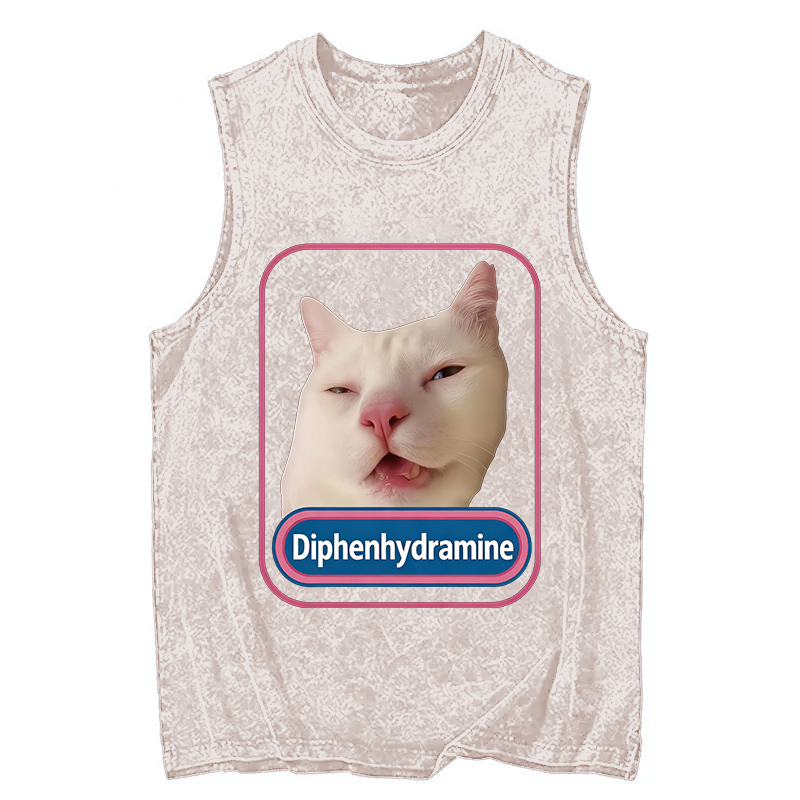 Tokyocanvas Funny Diphenhydramine Meme Cat Washed Tank