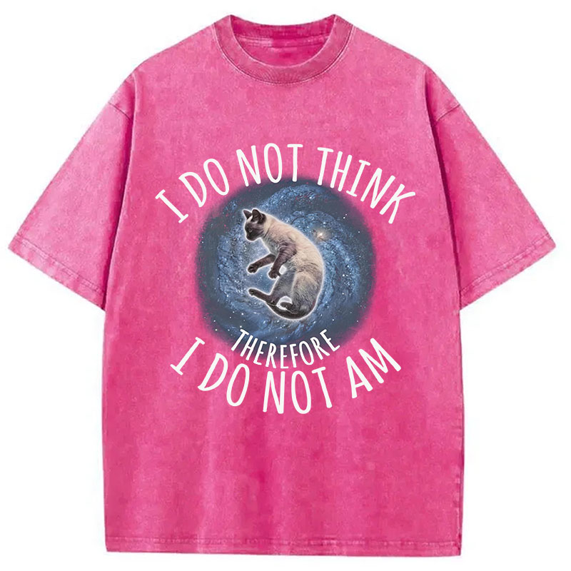 Tokyocanvas I Do Not Think Therefore I Do Not Am Cat Washed T-Shirt