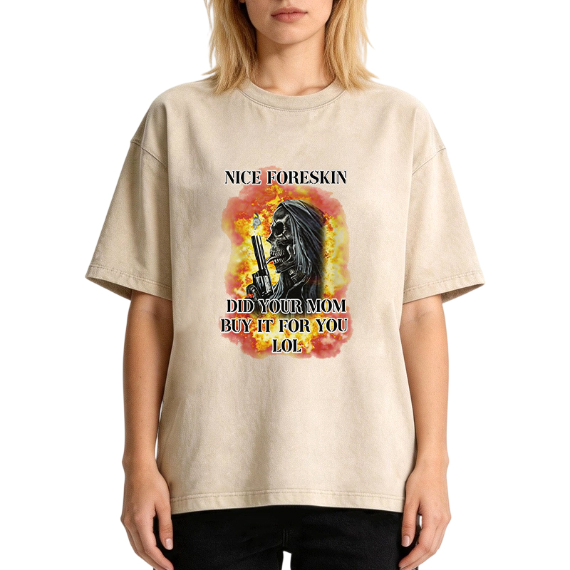 Tokyocanvas Nice Foreskin Funny Skeleton Meme Washed T-Shirt