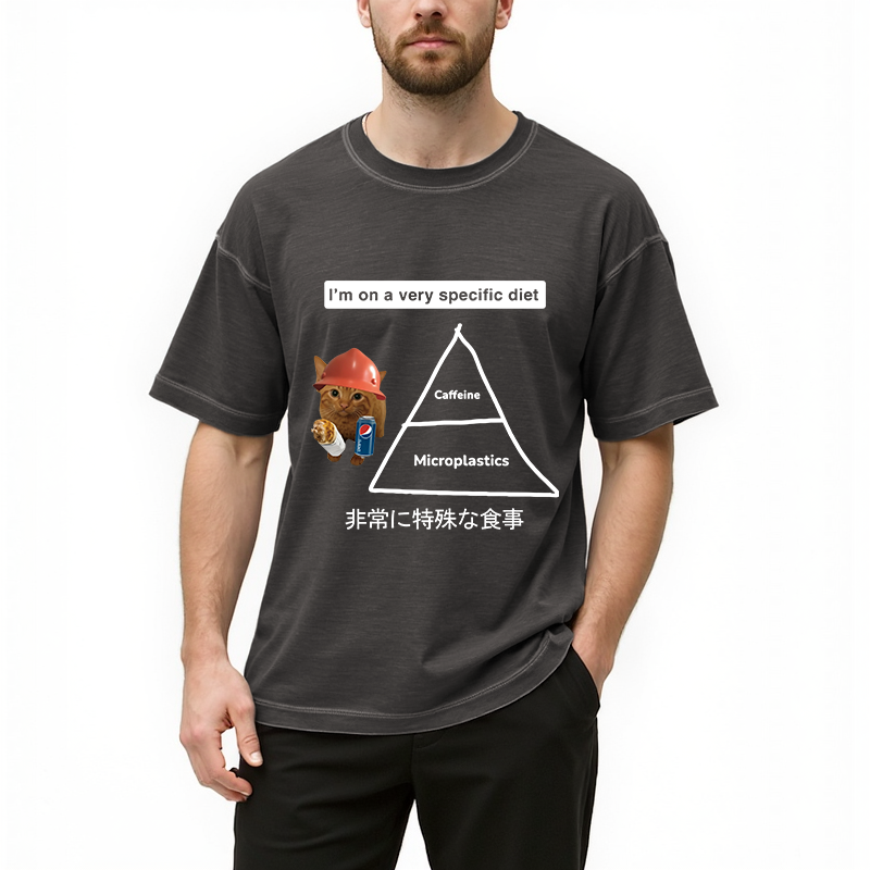 Tokyocanvas A Very Specific Diet Cat Meme Gradient Washed T-Shirt