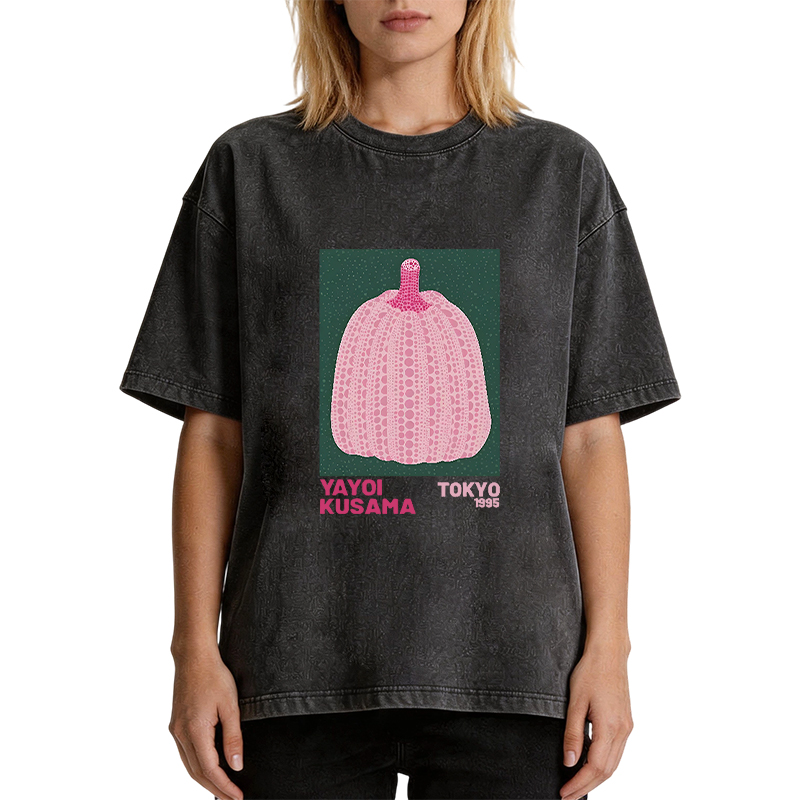 Tokyocanvas Art Pink Pumpkin Washed T-Shirt