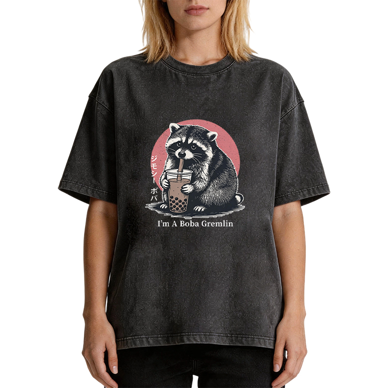 Tokyocanvas Jimothy Raccoon Boba Washed T-Shirt