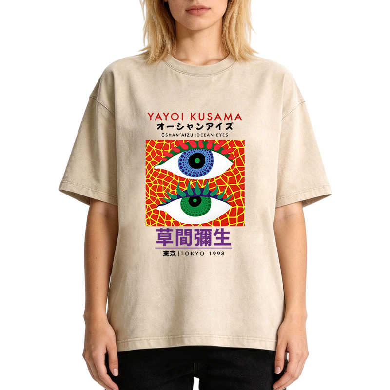 Tokyocanvas Japanese Art Eyes Washed T-Shirt