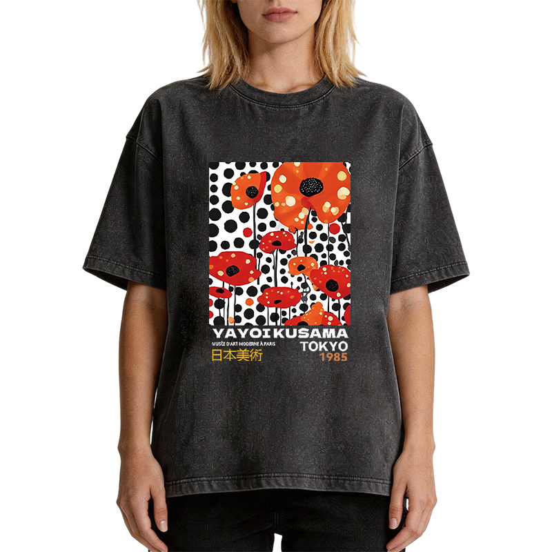 Tokyocanvas Art Flower Vintage Washed T-Shirt