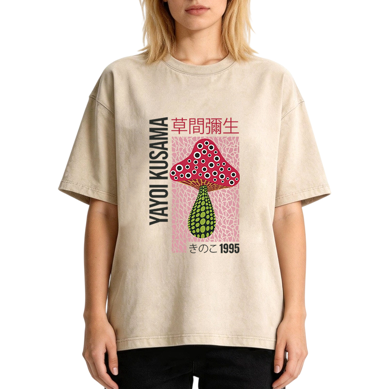Tokyocanvas Pink Mushroom Washed T-Shirt