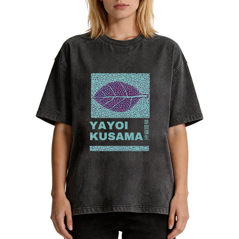 Tokyocanvas Purple Leafe Washed T-Shirt