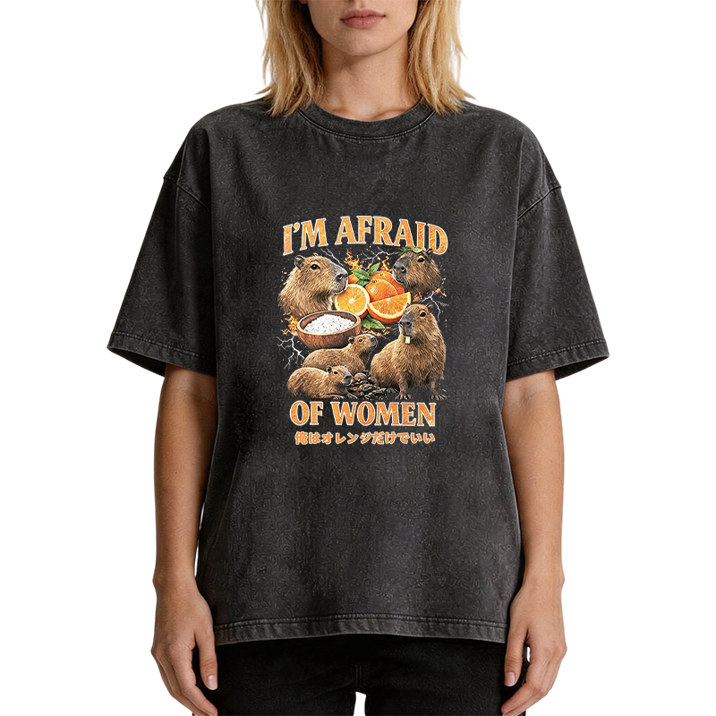 Tokyocanvas Capybara Oranges Graphic Washed T-Shirt